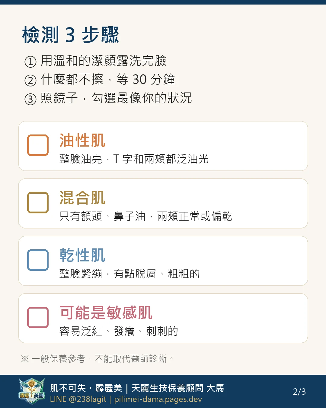 30 秒膚質自我檢測表 第 2 頁